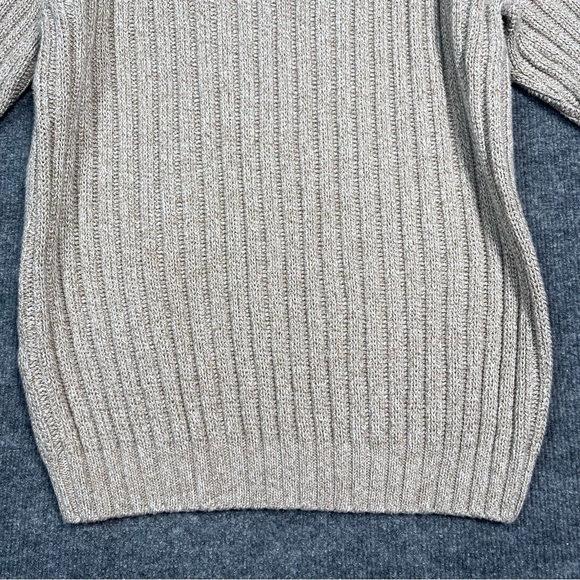 Eddie Bauer Men’s Tall Large Knit V Neck Vintage Sweater Heathered Tan Grandpa - Picture 7 of 10